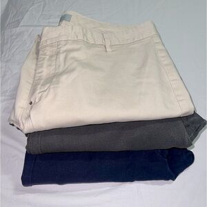 GAP “slim cropped” trio of khaki, grey, navy capris work pants
